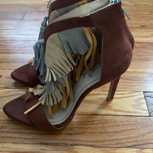 Fringe heeled sandals